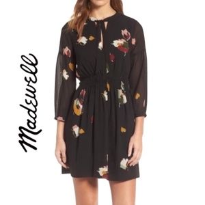 Madewell - Black Printed Georgette Mini Dress - Size 2